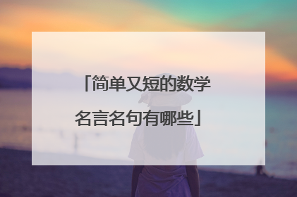 简单又短的数学名言名句有哪些