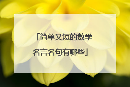 简单又短的数学名言名句有哪些
