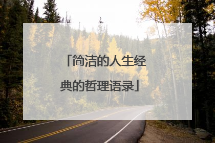 简洁的人生经典的哲理语录