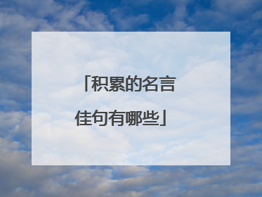 积累的名言佳句有哪些
