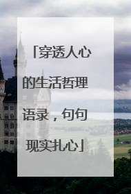 穿透人心的生活哲理语录,句句现实扎心