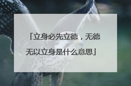 立身必先立德,无德无以立身是什么意思