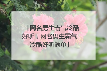网名男生霸气冷酷好听,网名男生霸气冷酷好听简单