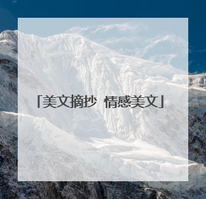 美文摘抄 情感美文