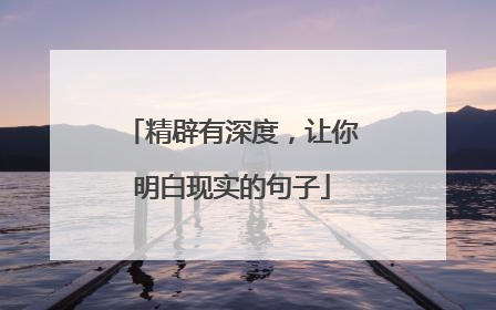 精辟有深度,让你明白现实的句子