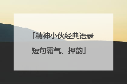 精神小伙经典语录短句霸气、押韵