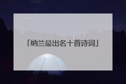 纳兰最出名十首诗词