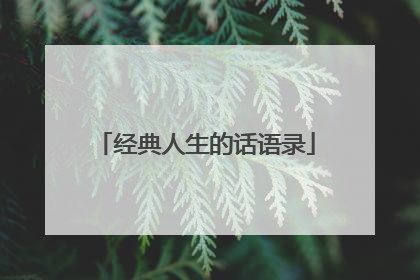 经典人生的话语录