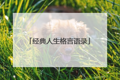 经典人生格言语录