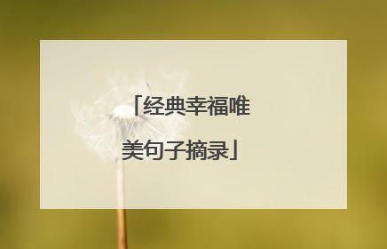 经典幸福唯美句子摘录