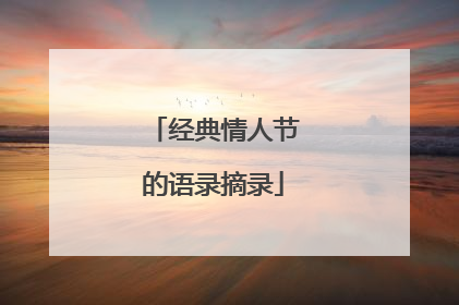经典情人节的语录摘录