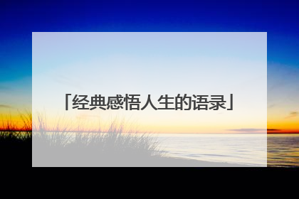 经典感悟人生的语录
