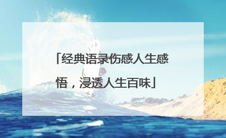 经典语录伤感人生感悟,浸透人生百味