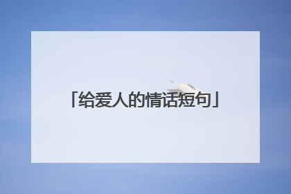 给爱人的情话短句
