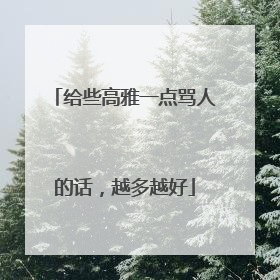 给些高雅一点骂人的话,越多越好