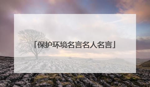 保护环境名言名人名言