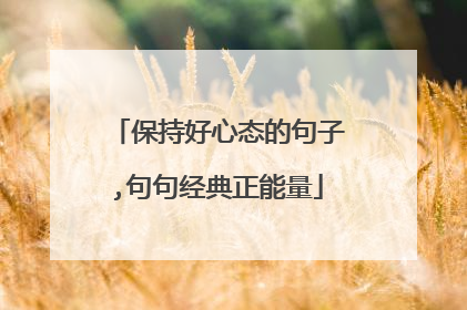 保持好心态的句子,句句经典正能量