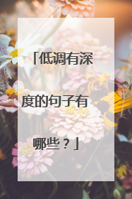 低调有深度的句子有哪些?