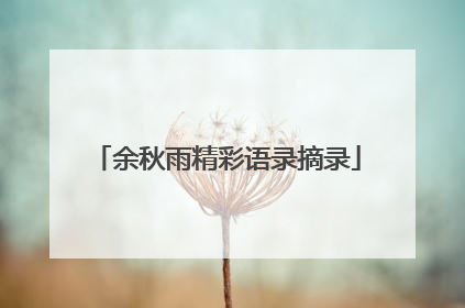 余秋雨精彩语录摘录