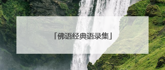 佛语经典语录集