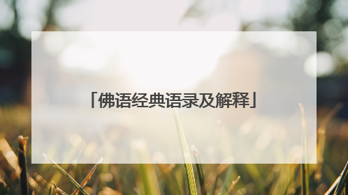 佛语经典语录及解释