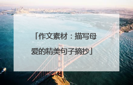 作文素材:描写母爱的精美句子摘抄