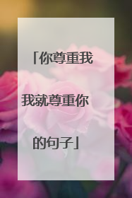 你尊重我我就尊重你的句子