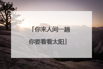 你来人间一趟你要看看太阳