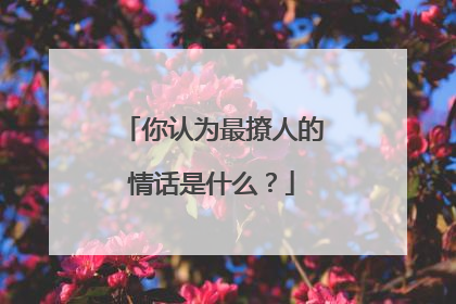 你认为最撩人的情话是什么?