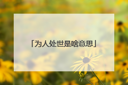 为人处世是啥意思