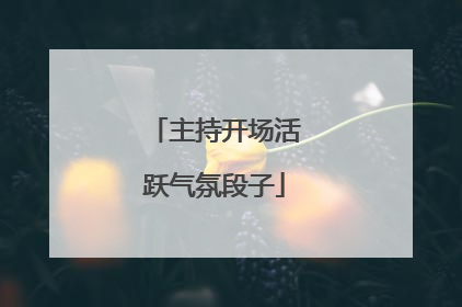 主持开场活跃气氛段子