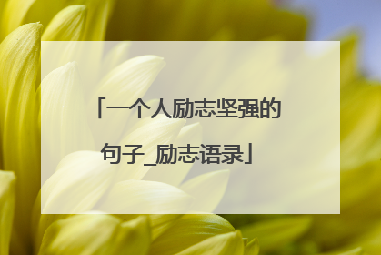一个人励志坚强的句子_励志语录