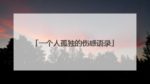 一个人孤独的伤感语录