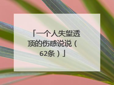 一个人失望透顶的伤感说说(62条)