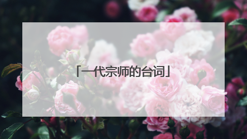 一代宗师的台词
