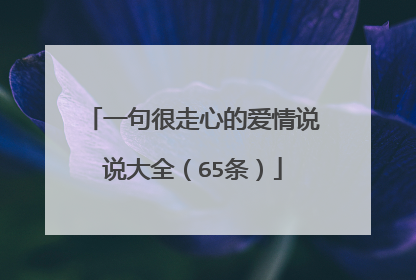 一句很走心的爱情说说大全(65条)