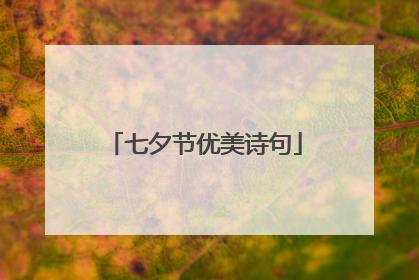 七夕节优美诗句