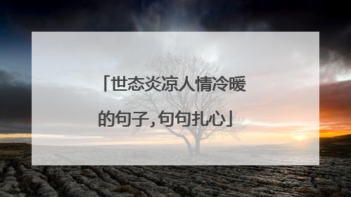 世态炎凉人情冷暖的句子,句句扎心