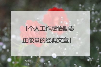 个人工作感悟励志正能量的经典文章