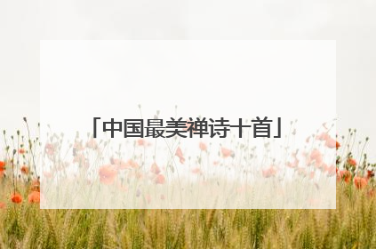 中国最美禅诗十首