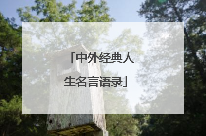 中外经典人生名言语录