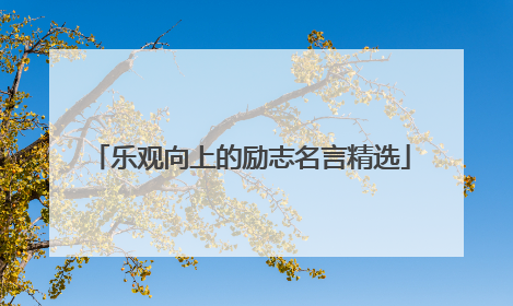 乐观向上的励志名言精选
