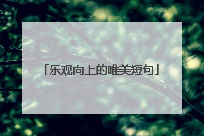 乐观向上的唯美短句