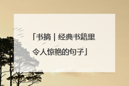 书摘|经典书籍里令人惊艳的句子