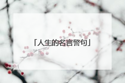 人生的名言警句