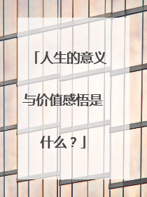 人生的意义与价值感悟是什么？