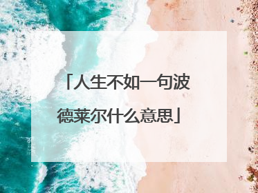 人生不如一句波德莱尔什么意思