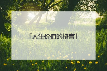 人生价值的格言