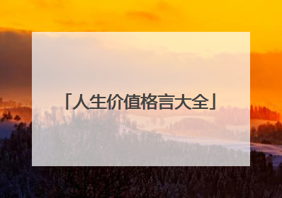 人生价值格言大全
