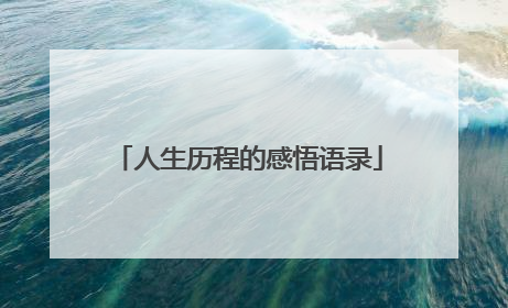 人生历程的感悟语录